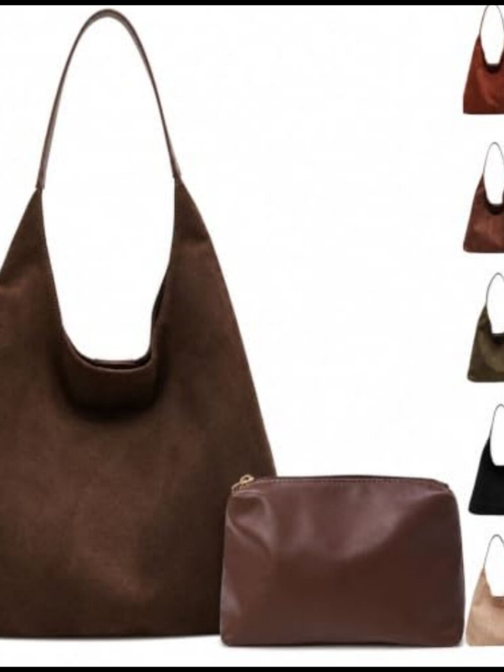 Faux Suede Tote Bag for Women with Wallet Shoulder Purse